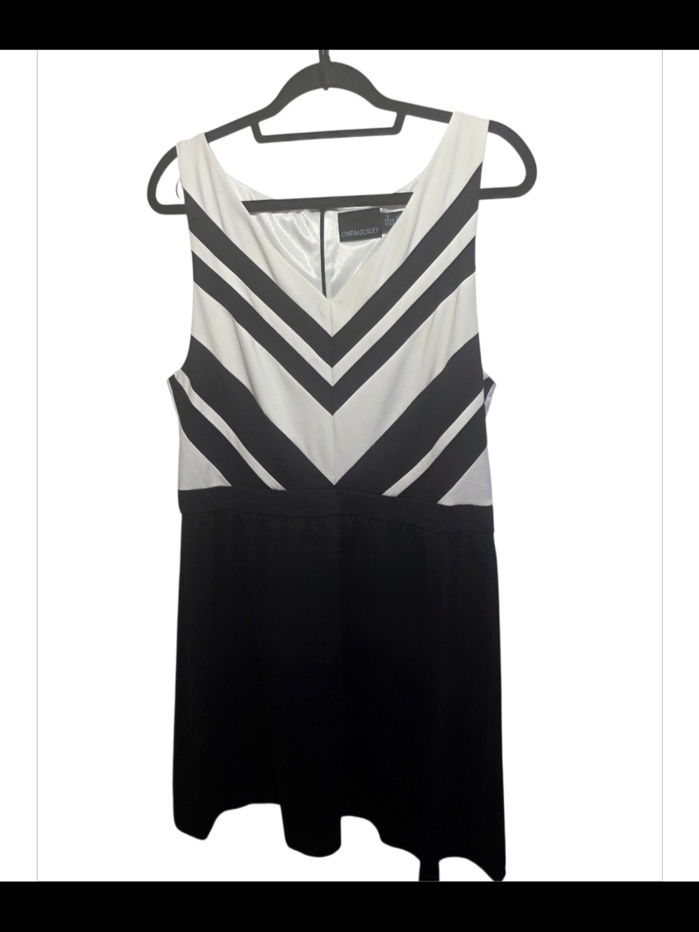Cynthia Rowley Black White Chevron Stripe Fit & Flare Dress US XL